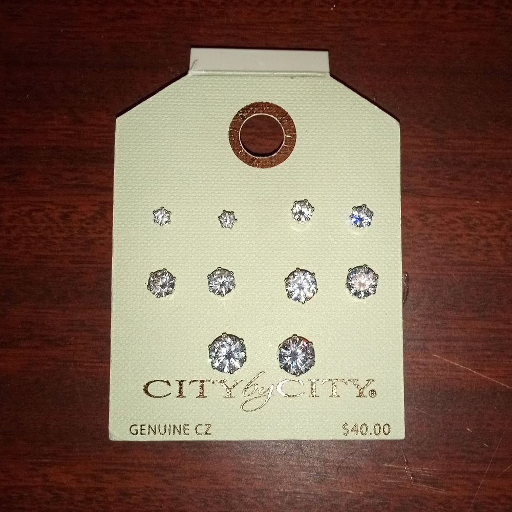 Diamond stud earrings.